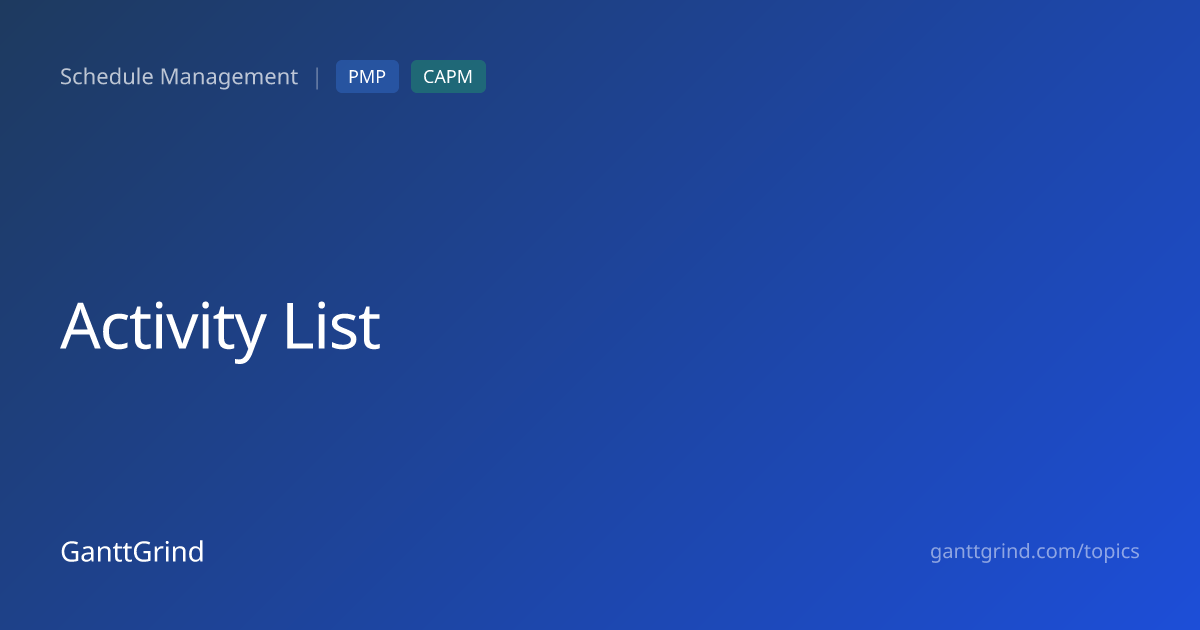 Activity List — PMP Definition & Examples